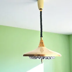 Discount Pamono Mid-Century Modern Cream Metal Retractable Dining Room Light, 1960s