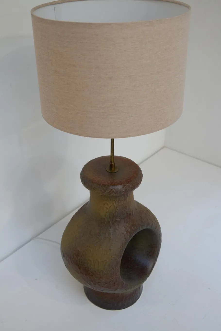 New Pamono Mid-Century Modern Danish Circular Stoneware Floor Lamp, 1960s