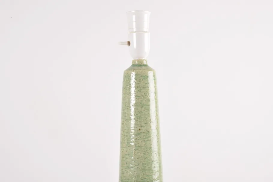 Sale Pamono Mid-Century Modern Danish Green Glaze Ceramic Table Lamp with Shade from Palshus, 1960s