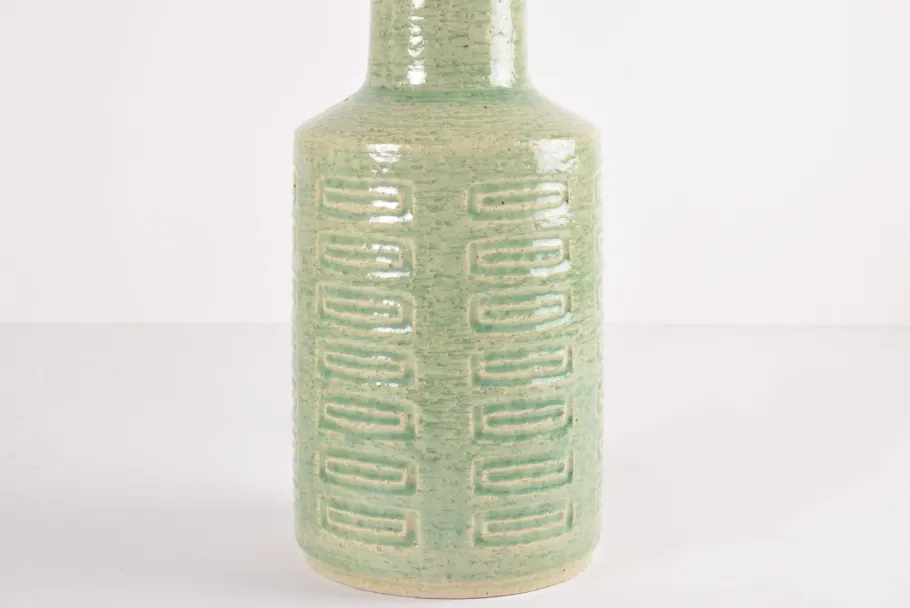 Sale Pamono Mid-Century Modern Danish Green Glaze Ceramic Table Lamp with Shade from Palshus, 1960s