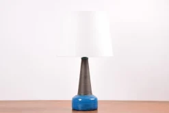 Clearance Pamono Mid-Century Modern Danish Turquoise Blue and Brown Ceramic Table Lamp with Lampshade from Kähler, 1960s