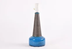 Clearance Pamono Mid-Century Modern Danish Turquoise Blue and Brown Ceramic Table Lamp with Lampshade from Kähler, 1960s