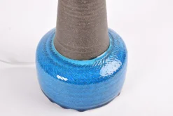 Clearance Pamono Mid-Century Modern Danish Turquoise Blue and Brown Ceramic Table Lamp with Lampshade from Kähler, 1960s