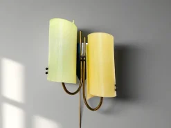 Clearance Pamono Mid-Century Modern Double Light Wall Sconce Lamp with Pulling Cord, 1970s