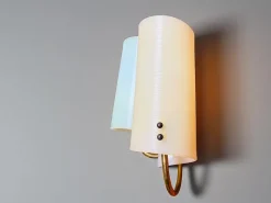 Clearance Pamono Mid-Century Modern Double Light Wall Sconce Lamp with Pulling Cord, 1970s
