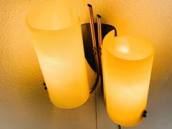 Clearance Pamono Mid-Century Modern Double Light Wall Sconce Lamp with Pulling Cord, 1970s