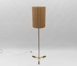 Discount Pamono Mid-Century Modern Floor Lamp in Brass and Teak from Temde, Switzerland, 1960s