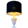 Discount Pamono Mid-Century Modern French White Opaline Glass Table Lamp with Black Shade, 1950
