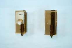 Sale Pamono Mid-Century Modern Glass and Brass Sconces, 1960s, Set of 2
