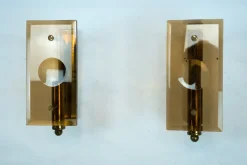 Sale Pamono Mid-Century Modern Glass and Brass Sconces, 1960s, Set of 2