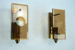 Sale Pamono Mid-Century Modern Glass and Brass Sconces, 1960s, Set of 2