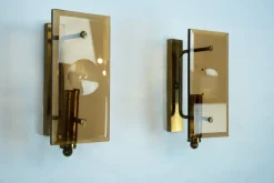 Sale Pamono Mid-Century Modern Glass and Brass Sconces, 1960s, Set of 2