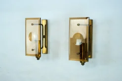 Sale Pamono Mid-Century Modern Glass and Brass Sconces, 1960s, Set of 2