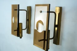 Sale Pamono Mid-Century Modern Glass and Brass Sconces, 1960s, Set of 2