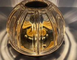 Discount Pamono Mid-Century Modern Glass and Brass Wall Sconce or Flush Mount from Glashütte Limburg, Germany, 1960s