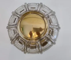 Discount Pamono Mid-Century Modern Glass and Brass Wall Sconce or Flush Mount from Glashütte Limburg, Germany, 1960s