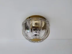 Discount Pamono Mid-Century Modern Glass and Brass Wall Sconce or Flush Mount from Glashütte Limburg, Germany, 1960s