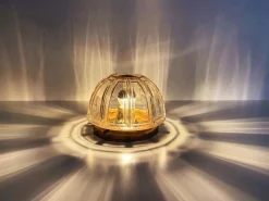 Discount Pamono Mid-Century Modern Glass and Brass Wall Sconce or Flush Mount from Glashütte Limburg, Germany, 1960s