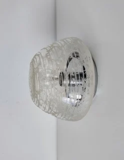 New Pamono Mid-Century Modern Glass Flush Mounts from Hillebrand Lighting, 1960s, Set of 2