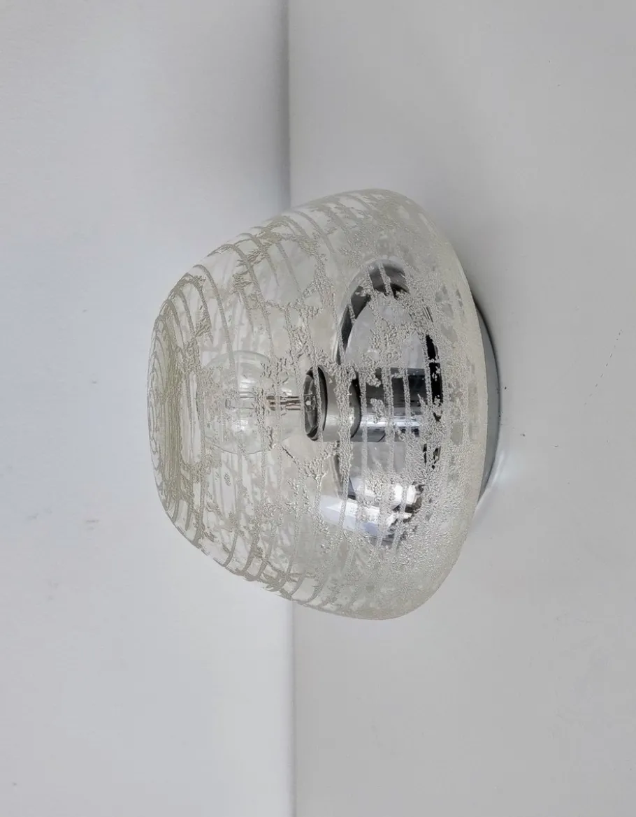New Pamono Mid-Century Modern Glass Flush Mounts from Hillebrand Lighting, 1960s, Set of 2