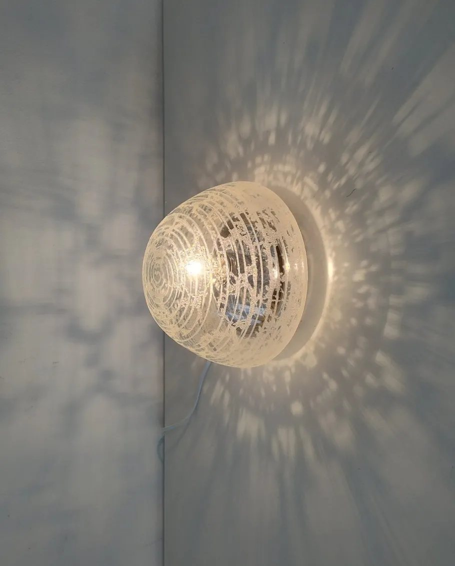 New Pamono Mid-Century Modern Glass Flush Mounts from Hillebrand Lighting, 1960s, Set of 2