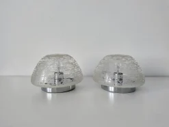 New Pamono Mid-Century Modern Glass Flush Mounts from Hillebrand Lighting, 1960s, Set of 2