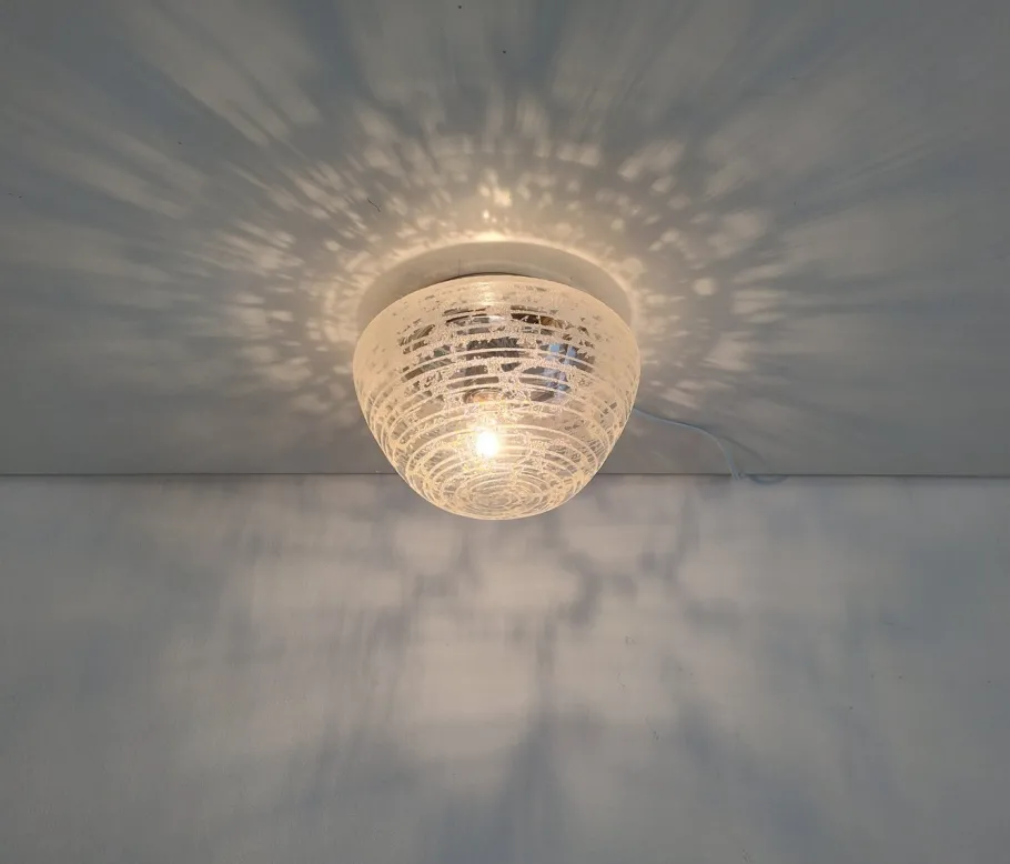 New Pamono Mid-Century Modern Glass Flush Mounts from Hillebrand Lighting, 1960s, Set of 2