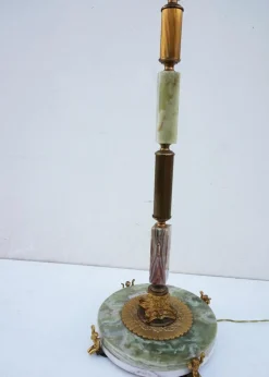 Pamono Mid-Century Modern Hollywood Regency Onyx Marble and Gilt Floor Lamp, 1960s