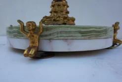 Pamono Mid-Century Modern Hollywood Regency Onyx Marble and Gilt Floor Lamp, 1960s