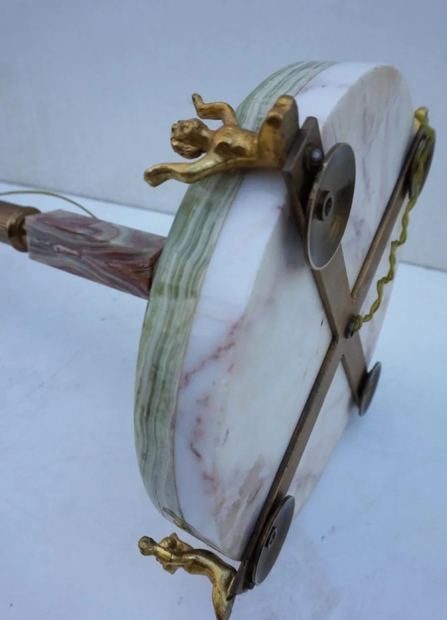 Pamono Mid-Century Modern Hollywood Regency Onyx Marble and Gilt Floor Lamp, 1960s