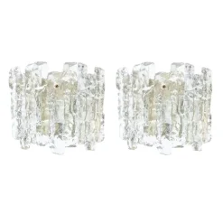 Best Pamono Mid-Century Modern Ice Glass Wall Lamps by J.T. Kalmar for Kalmar Franken, 1960s, Set of 2