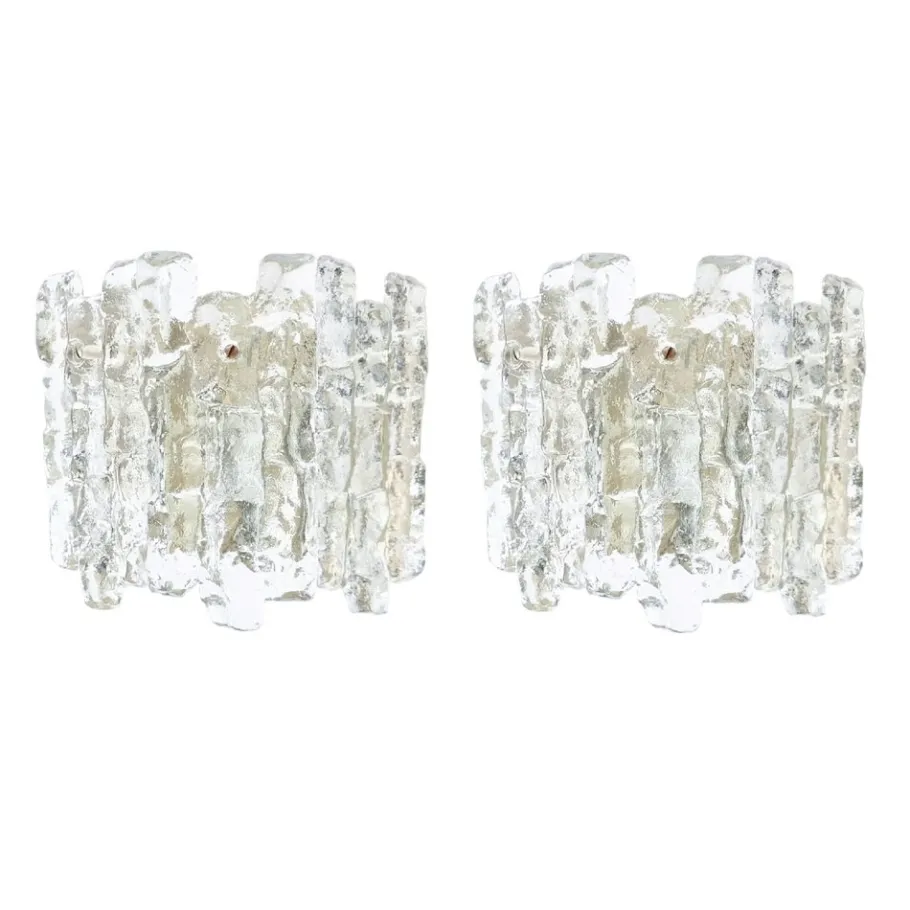 Best Pamono Mid-Century Modern Ice Glass Wall Lamps by J.T. Kalmar for Kalmar Franken, 1960s, Set of 2