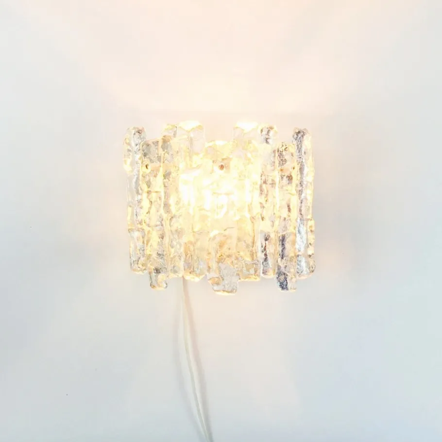 Best Pamono Mid-Century Modern Ice Glass Wall Lamps by J.T. Kalmar for Kalmar Franken, 1960s, Set of 2