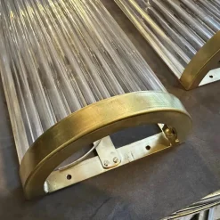 Sale Pamono Mid-Century Modern Italian Wall Sconces in Brass and Glass, 1980s, Set of 2