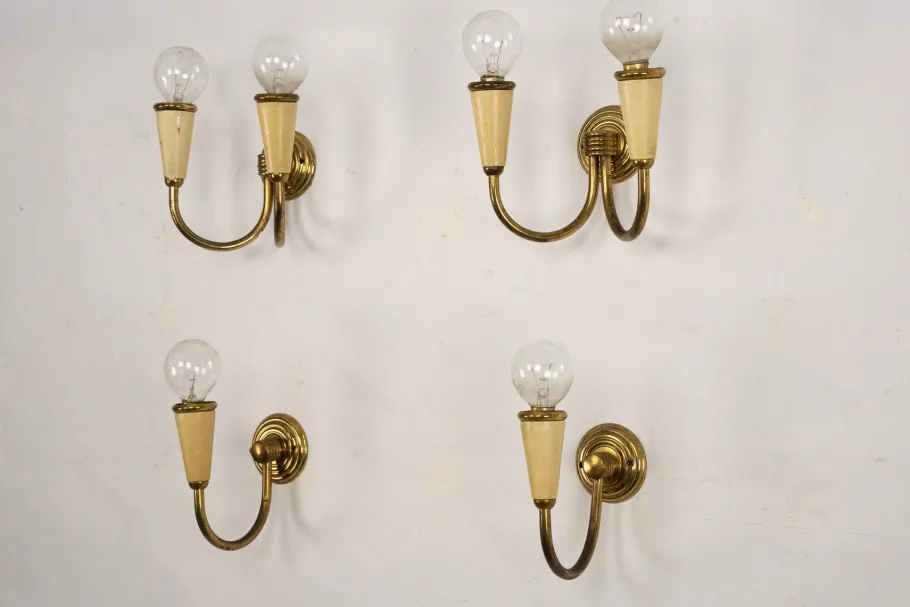 Clearance Pamono Mid-Century Modern Italian Sconces in Lacquer and Brass, 1960s, Set of 4