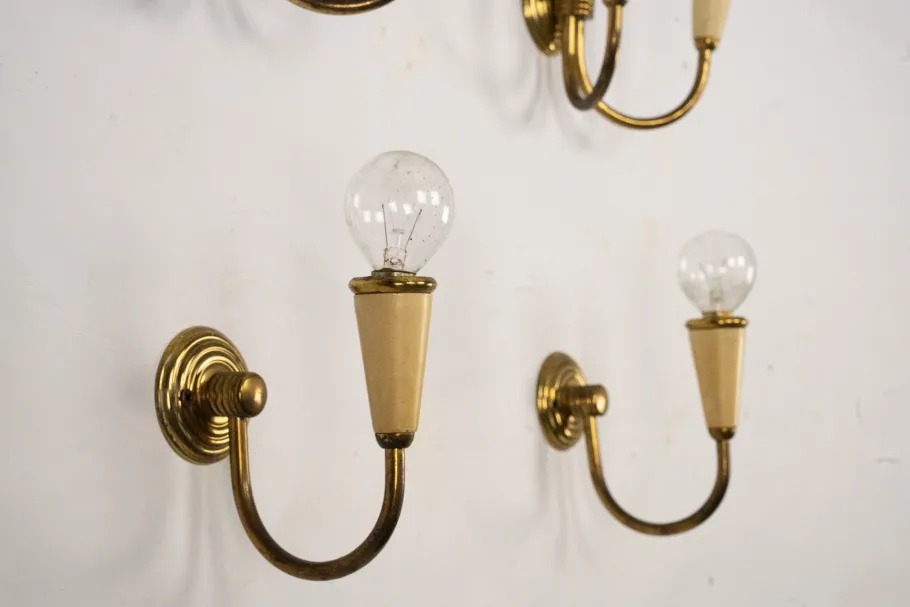 Clearance Pamono Mid-Century Modern Italian Sconces in Lacquer and Brass, 1960s, Set of 4