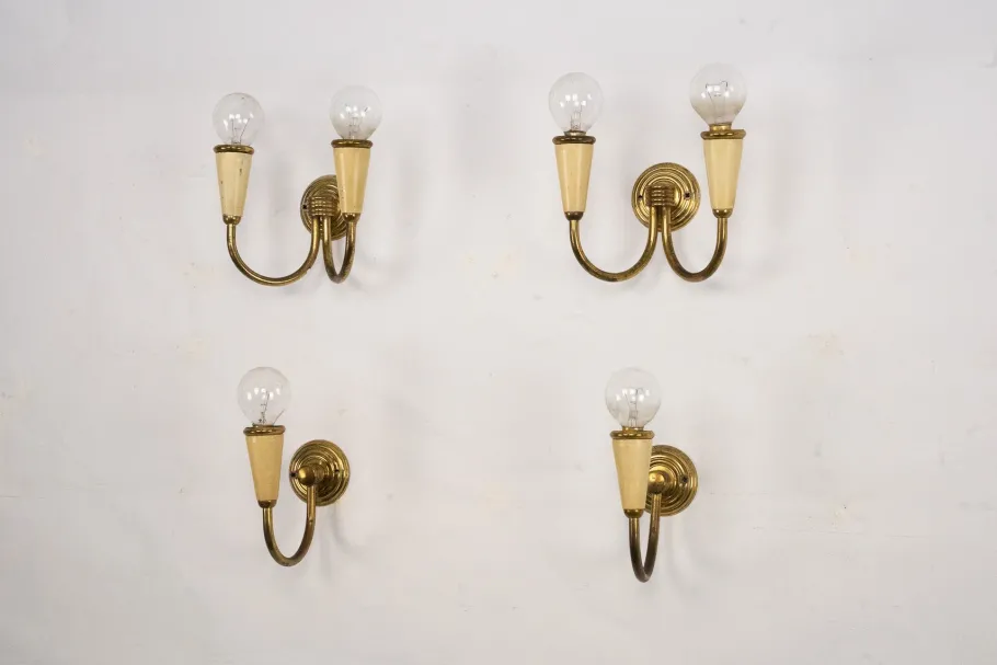 Clearance Pamono Mid-Century Modern Italian Sconces in Lacquer and Brass, 1960s, Set of 4
