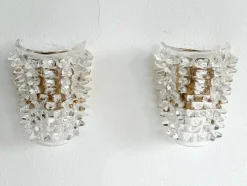 Best Pamono Midcentury Modern Italian Murano Glass and Brass Wall Lights from Barovier & Toso, 1990s, Set of 2