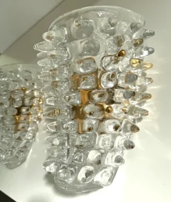 Best Pamono Midcentury Modern Italian Murano Glass and Brass Wall Lights from Barovier & Toso, 1990s, Set of 2