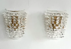 Best Pamono Midcentury Modern Italian Murano Glass and Brass Wall Lights from Barovier & Toso, 1990s, Set of 2