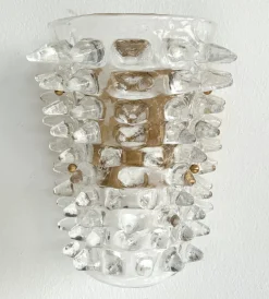 Best Pamono Midcentury Modern Italian Murano Glass and Brass Wall Lights from Barovier & Toso, 1990s, Set of 2