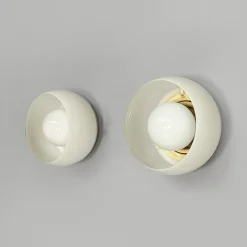 New Pamono Mid-Century Modern Italian Omega Ceiling Lamps attributed to Vico Magistretti for Artemide, 1970s, Set of 2