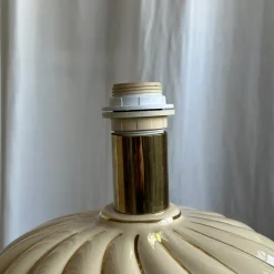 Discount Pamono Mid-Century Modern Italian Glazed Beige Ceramic Swirl Table Lamp by Tomasso Barbi, 1970s