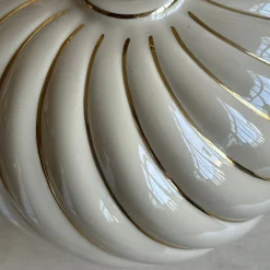 Discount Pamono Mid-Century Modern Italian Glazed Beige Ceramic Swirl Table Lamp by Tomasso Barbi, 1970s