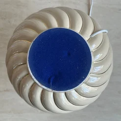 Discount Pamono Mid-Century Modern Italian Glazed Beige Ceramic Swirl Table Lamp by Tomasso Barbi, 1970s