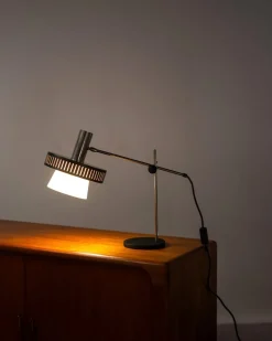 Discount Pamono Mid-Century Modern Italian Table Lamp in Steel and Opal Acrylic, 1960s