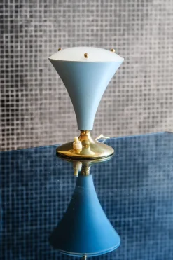 Outlet Pamono Mid-Century Modern Italian Table Lamp in Glass and Metal by Gilardi & Barzaghi, 1950s