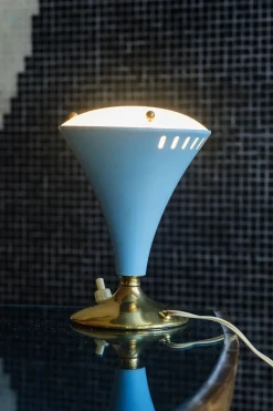 Outlet Pamono Mid-Century Modern Italian Table Lamp in Glass and Metal by Gilardi & Barzaghi, 1950s