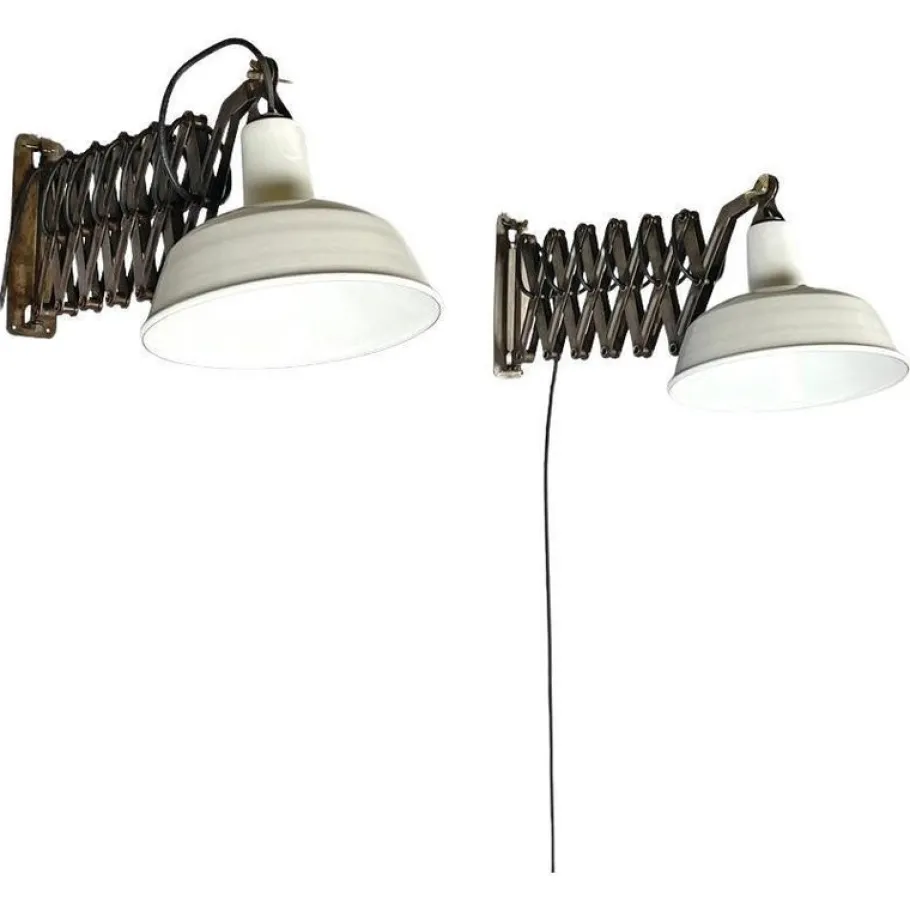 Best Pamono Mid-Century Modern Italian Pantograph Wall Lamps with White Metal Diffuser, 1960s, Set of 2