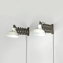 Best Pamono Mid-Century Modern Italian Pantograph Wall Lamps with White Metal Diffuser, 1960s, Set of 2